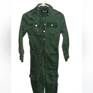 Thrill army green long sleeve jumpsuit size S